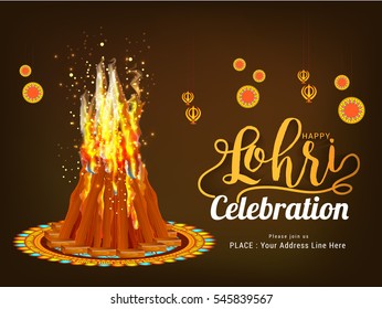 Punjabi festival of lohri celebration bonfire background.