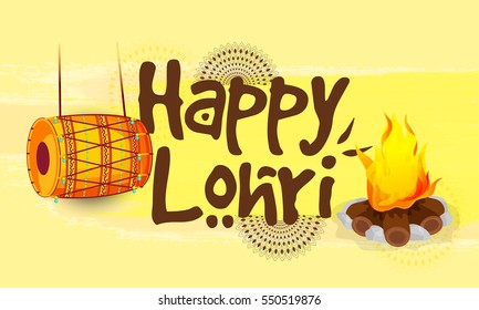 Punjabi festival of lohri greeting card background.