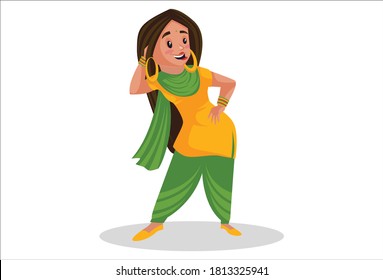 Punjabi Girl Dancing Vector Graphic Illustration Stock Vector (Royalty ...