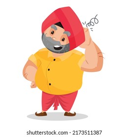 Punjabi man is confused. Vector graphic illustration. Individually on a white background.