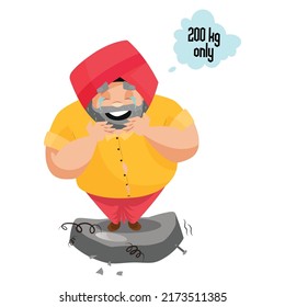 El hombre punyabí está llorando. Ilustración gráfica vectorial. Individualmente sobre un fondo blanco.