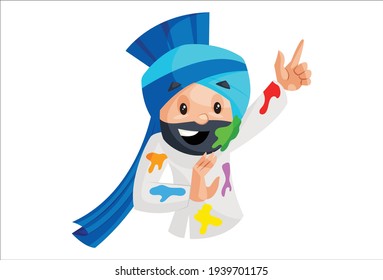 El hombre punyabí está bailando. Ilustración gráfica vectorial. Individualmente sobre fondo blanco. 
