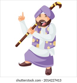 Punjabi man is happy and dancing. Vector graphic illustration. Individually on a white background.