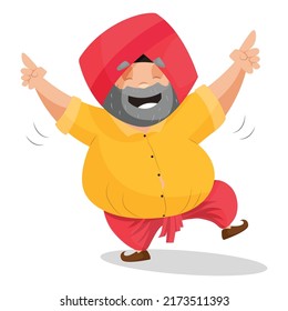 Punjabi man is happy. Vector graphic illustration. Individually on a white background.