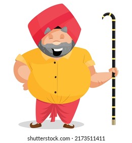 Punjabi man is laughing. Vector graphic illustration. Individually on a white background.