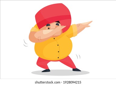 El hombre punyabí está haciendo el estilo de dab. Ilustración gráfica vectorial. Individualmente sobre un fondo blanco.