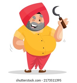 Punjabi Man Is Making Naughty Face. Vector Graphic Illustration. Individually On A White Background.