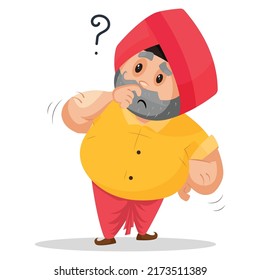 Punjabi man is trying to understand. Vector graphic illustration. Individually on a white background.