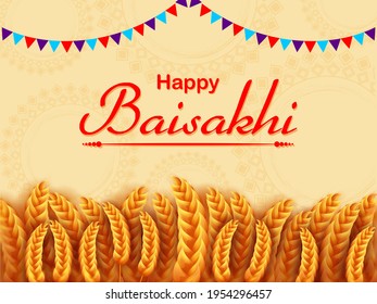 Punjabi New Year greeting background for Happy Baisakhi celebrated in Punjab, India .Vector illustration