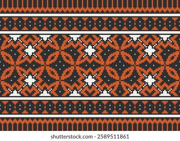 Punjabi Pattern Seamless Bandana print silk Motif embroidery, Pixel Ikat embroidery vector Design for Print pattern vintage flower folk navajo patchwork pattern