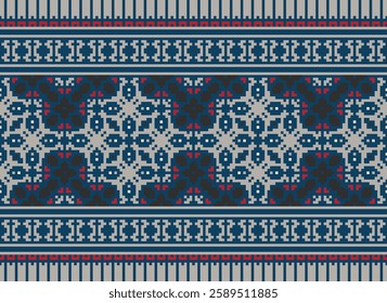 Punjabi Pattern Seamless Bandana print silk Motif embroidery, Pixel Ikat embroidery vector Design for Print tapestry floral kimono repeat pattern lacing spanish motif