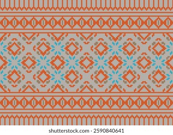 Punjabi Pattern Seamless Bandana print silk Motif embroidery, Pixel Ikat embroidery vector Design for Print scarf hijab pattern kerchief Pixel Ikat vector Silk kurti model mughal patterns