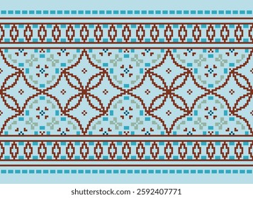 Punjabi Pattern Seamless Bandana print silk Motif embroidery, Pixel Ikat embroidery vector Design for Print scandinavian pattern saree ethnic nativity gypsy pattern