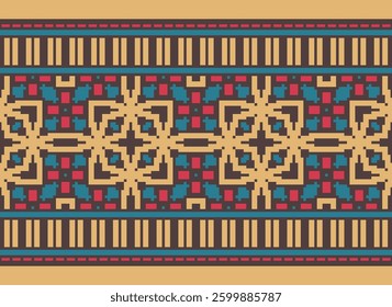 Punjabi Pattern Seamless Mughal architecture Motif embroidery, Pixel Ikat embroidery vector Design for Print tapestry floral kimono repeat pattern lacing spanish motif