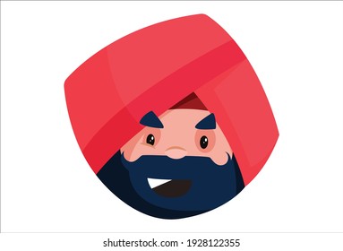 Punjabi shopkeeper is with annoying face. Vector graphic illustration. Individually on a white background.