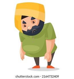 Punjabi Shopkeeper Is Feeling Tired. Vector Graphic Illustration.  Individually On A White Background.