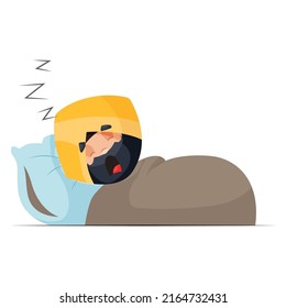 Punjabi Shopkeeper Is Sleeping. Vector Graphic Illustration. Individually On A White Background.	