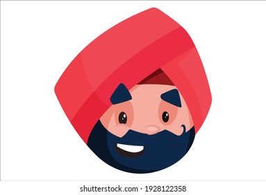 Punjabi shopkeeper is with a smiling face. Vector graphic illustration. Individually on a white background.