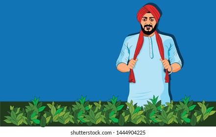 Punjabi Sikh Farmer In The Farm