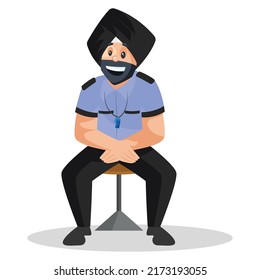 Punjabi watchman is happy. Vector graphic illustration. Individually on a white background. 
