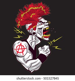 Punk anarchist yelling man