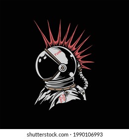 punk astronaut illustration vector design
