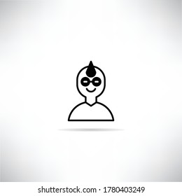 icono de avatar punk con ilustración vectorial de sombra de caída