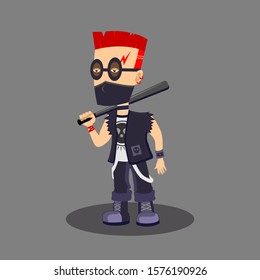 punk boy cartoon vector illustration