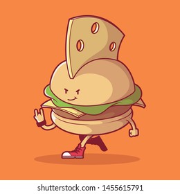 Punk burger vector illustration. Fast food, music, advertising design concept