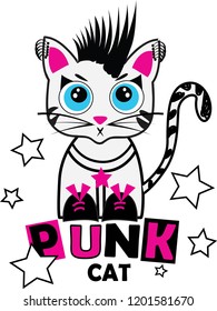 punk cat,for t-shirt,slogan