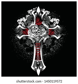 Punk Cross is made in ready for print.
It can be used for digital printing, screen-printing or t-shirt design