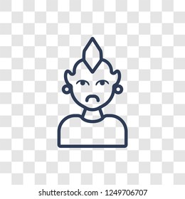 Punk face icon. Trendy linear Punk face logo concept on transparent background from People collection