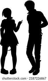 Punk fashion couple silhouette illustration