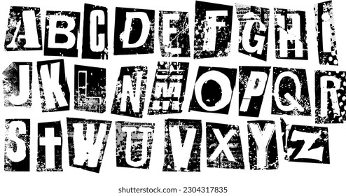 Punk fronts, typography, stencils, Letters, Vector