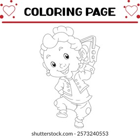 punk girl is listening music coloring page for kids