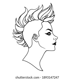 Punk Girl With Mohawk Haircut