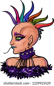 Punk girl with mohawk hairstyle