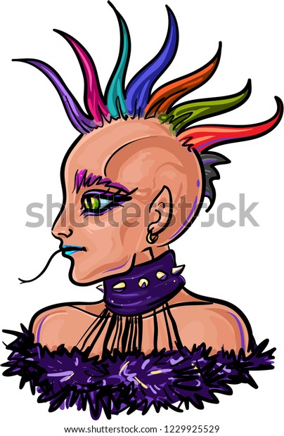 Punk Girl Mohawk Hairstyle Stock Vector Royalty Free