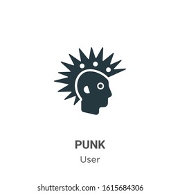 Punk glyph icon vector on white background. Flat vector punk icon symbol sign from modern user collection for mobile concept and web apps design.