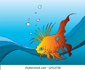 Punk goldfish with a mohawk. File is created with layers for easy color edits.