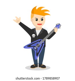 Punk Guitarist Playing At Concert design character on white background