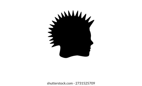 Punk Guy symbol, black isolated silhouette