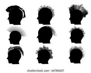 punk hairstyle silhouettes