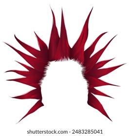 Punk  hairstyle.Shaggy hair red colour