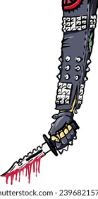 Punk Hand Holding Bleeding Knife Transparentes Bild