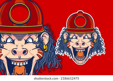 punk head mascot vector illustration cartoon style