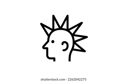 Punk Head vector illustration icon outline style black and white background eps 8