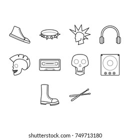 punk icon set outline