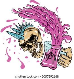 Punk Illustration, Drunk Punk art, Illustrations, Vector