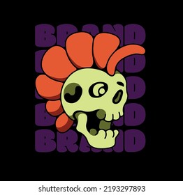 a punk illustration with a mohawk hairstyle, very suitable for clothing merchandise.